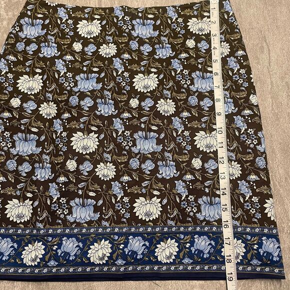 Talbots Sz 4Petite A-Line Canvas Side Zip Contrast Border Skirt Cottage Floral - Picture 3 of 5